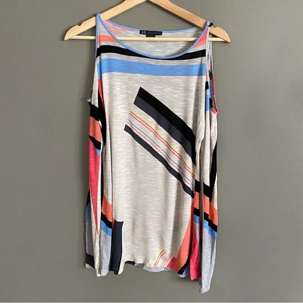 *Armani Exchange Printed Cold‎ Shoulder Long Sleeve Top – Women’s Medium